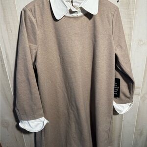 Tuckernuck Taupe Dress with White Collar